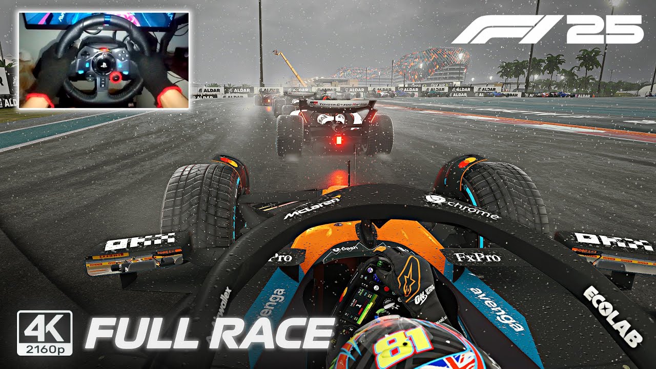 McLaren MCL39 by Oscar Piastri – Heavy Rain Full Race 2025 Abu Dhabi GP | G29 Steering Wheel