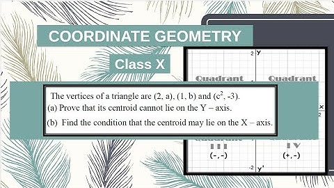 The vertices of a triangle are (2, a), (1, b) and (c², -3). Prove that centroid cant lie on Yaxis