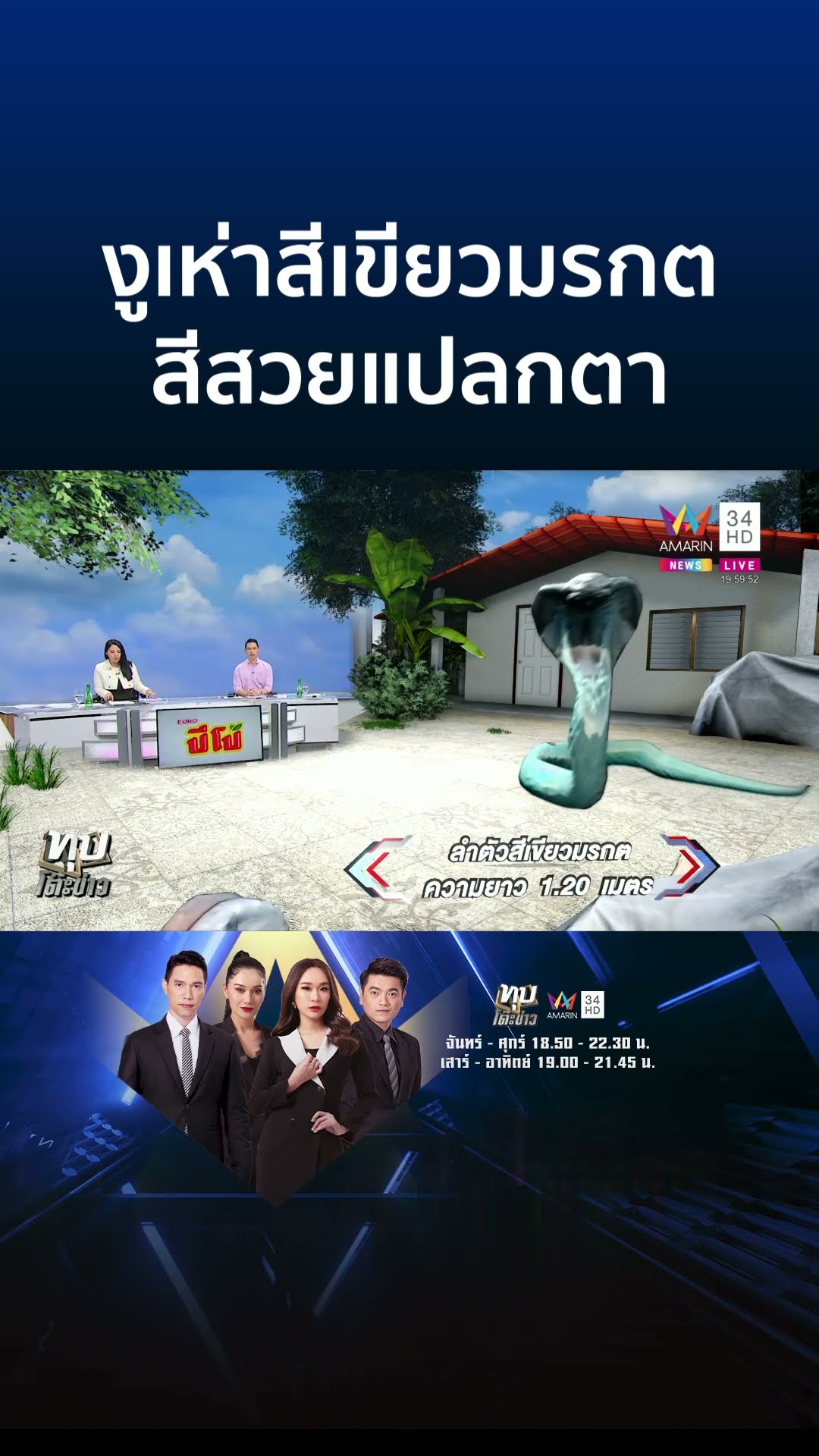 ฮือฮา! งูเห่าสีเขียวมรกตสวยแปลกตา อันตรายดุร้ายมาก | ทุบโต๊ะข่าว