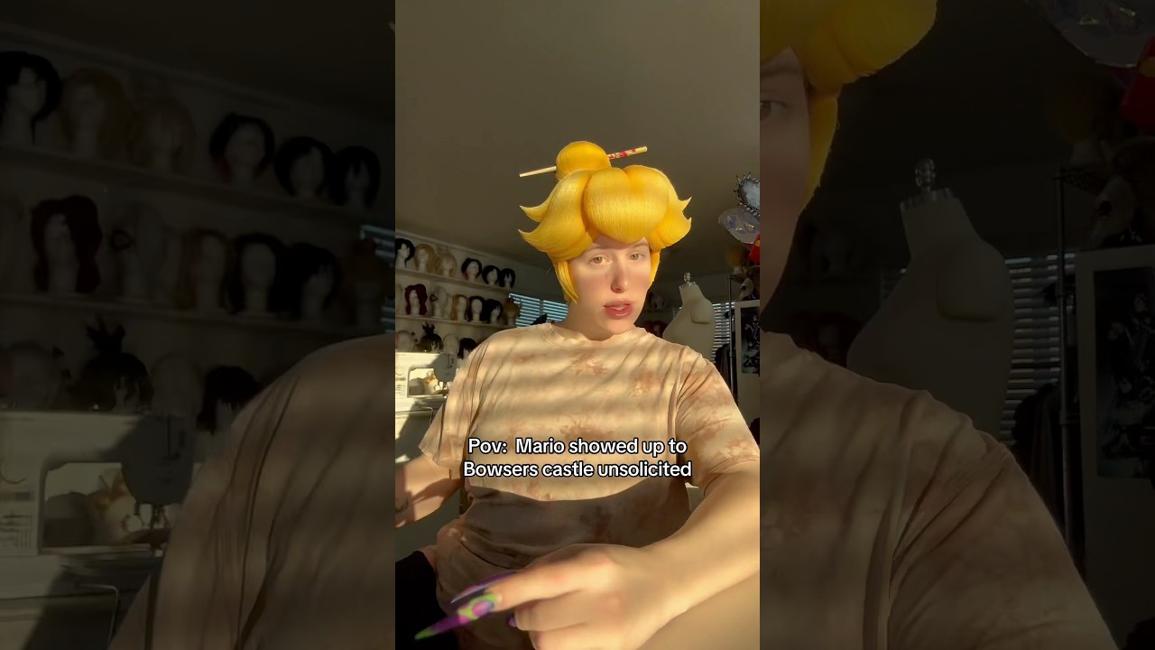 This Princess doesn’t need saving !!!! #wigstyling #cosplaywig #peach #princesspeach #shorts