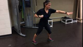 Cable Split Stance Single Arm Rotational Chest Press