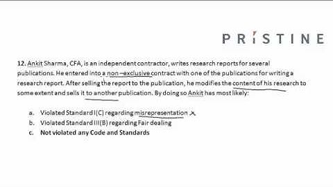 CFA Tutorial: Ethics (Violation of Standard I-C: Misrepresentation & Standard III-B: Fair dealing)