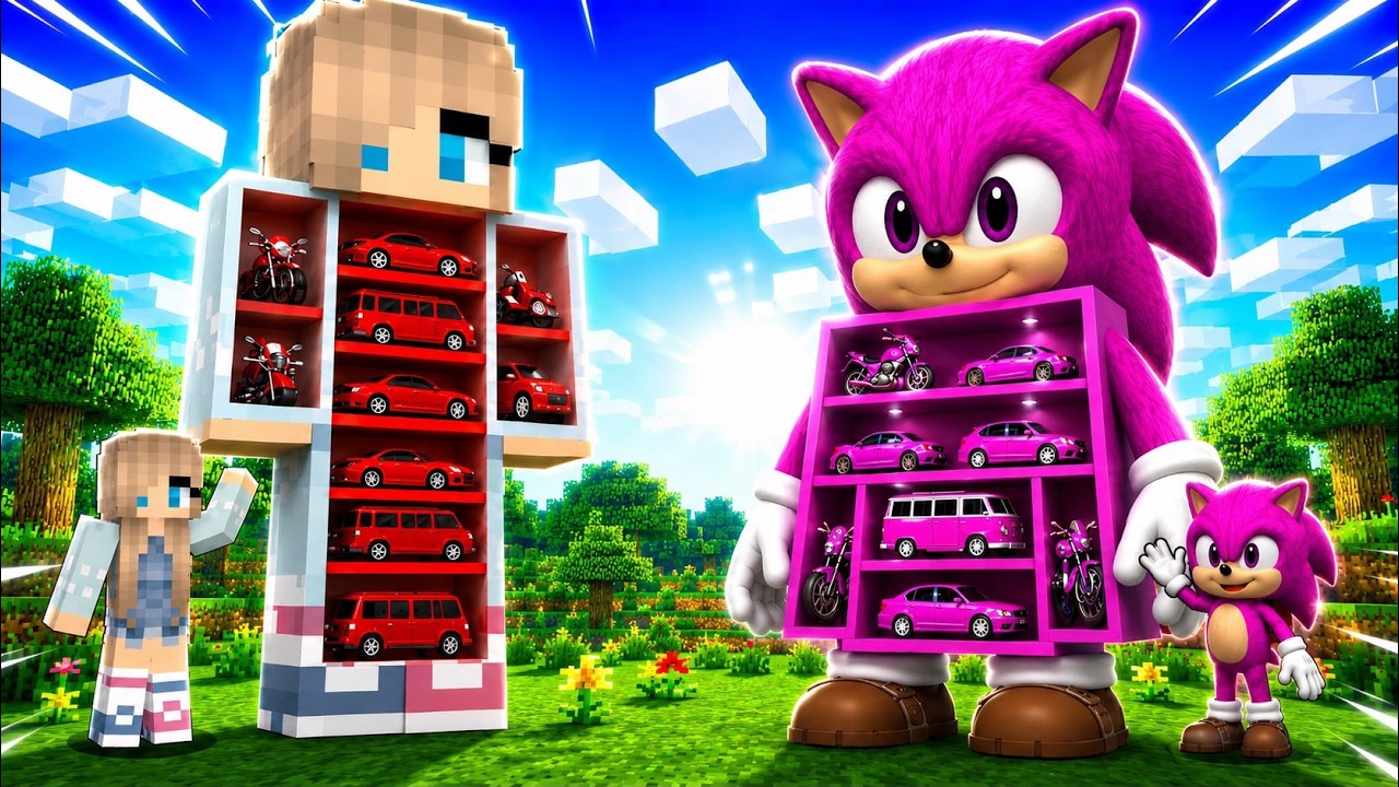 ZENGİN Berca vs Fakir Kız Bebek Sonic Heykel Araba Garajı - Minecraft