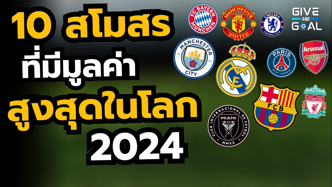 10 อันดับสโมสรฟุตบอล ที่มีมูลค่ามากที่สุดในโลก 2024