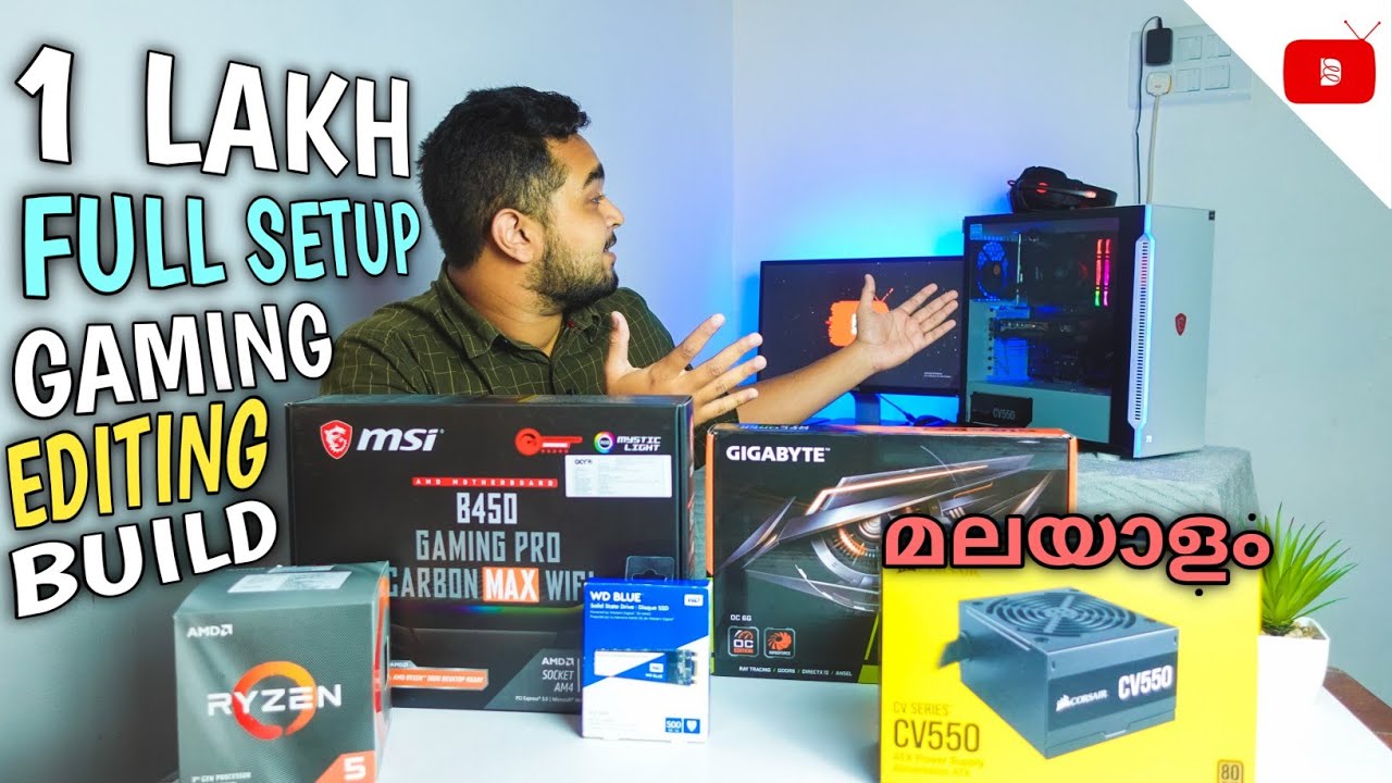 1 Lakh Gaming Editing Pc Setup Malayalam Mallu Discovery TV YouTube