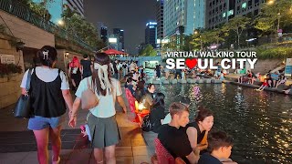 다운타운 서울 토요일 주말 저녁 도심풍경 - 여름밤 청계천, 종로 거리 주변 저녁 도심산책, Seoul, South Korea, Travel, 4K
