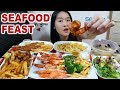 SEAFOOD FEAST! Fish N' Chips, Fried Seafood Platter, Mac N' Cheese, Mussels | Mukbang Eating Show