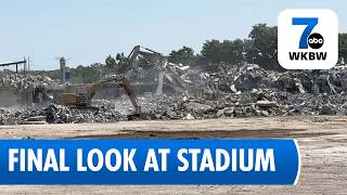 'So bittersweet': Buffalo Bills fans gather outside former Highmark Stadium as demolition continues