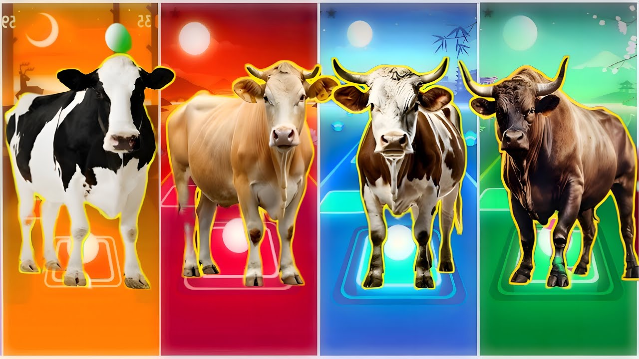 Funny Cow 🐄🆚 Funny Bull 🐂🆚 Funny Buffala 🐂🆚 Funny Bison 🦬|Coffin Dance Remix | Tiles Hop 2025