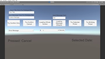 Unity Plugin: Universal Pop Ups Demo (Calendar Picker, Dialogue, Loading etc...)