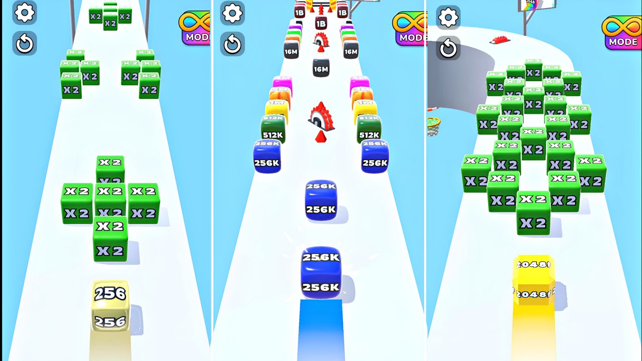 Jelly Run 2048 ULTIMATE Gameplay | 3 Shape Play Showdown! | 32M vs 4T vs 1024 Race