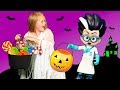 Assistant Scares Vampirina and PJ Masks Romeo for more Halloween Candy