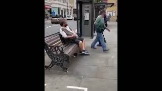 Guy Shaking His Hips At Person Sitting On Bench Following Video Funny Twerk