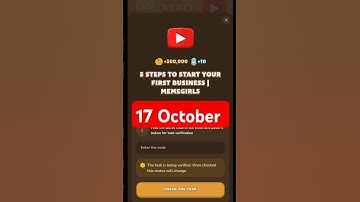 5 Steps to Start Your First Business |MemeGirls #memefi #code 17 October