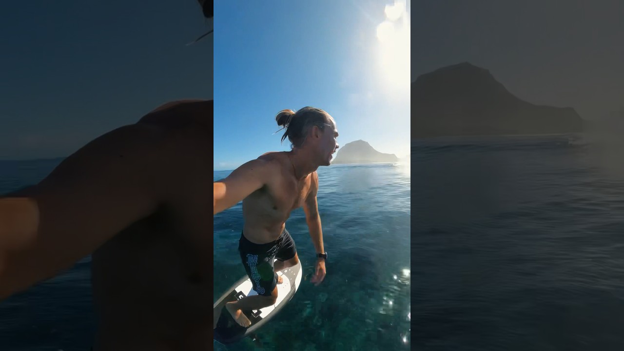 Hydrofoiling over a SHALLOW REEF! #foiling #waves #mauritius #hydrofoil