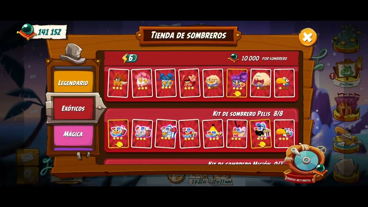 Comprando mis 4 Kits de Sombreros Exóticos en la tienda de perlas negras - Angry Birds 2