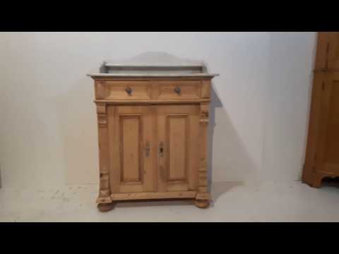 antique-pine-wash-cupboard-with-marble-top-&-upstand---pinefinders-old-pine-furniture-warehouse