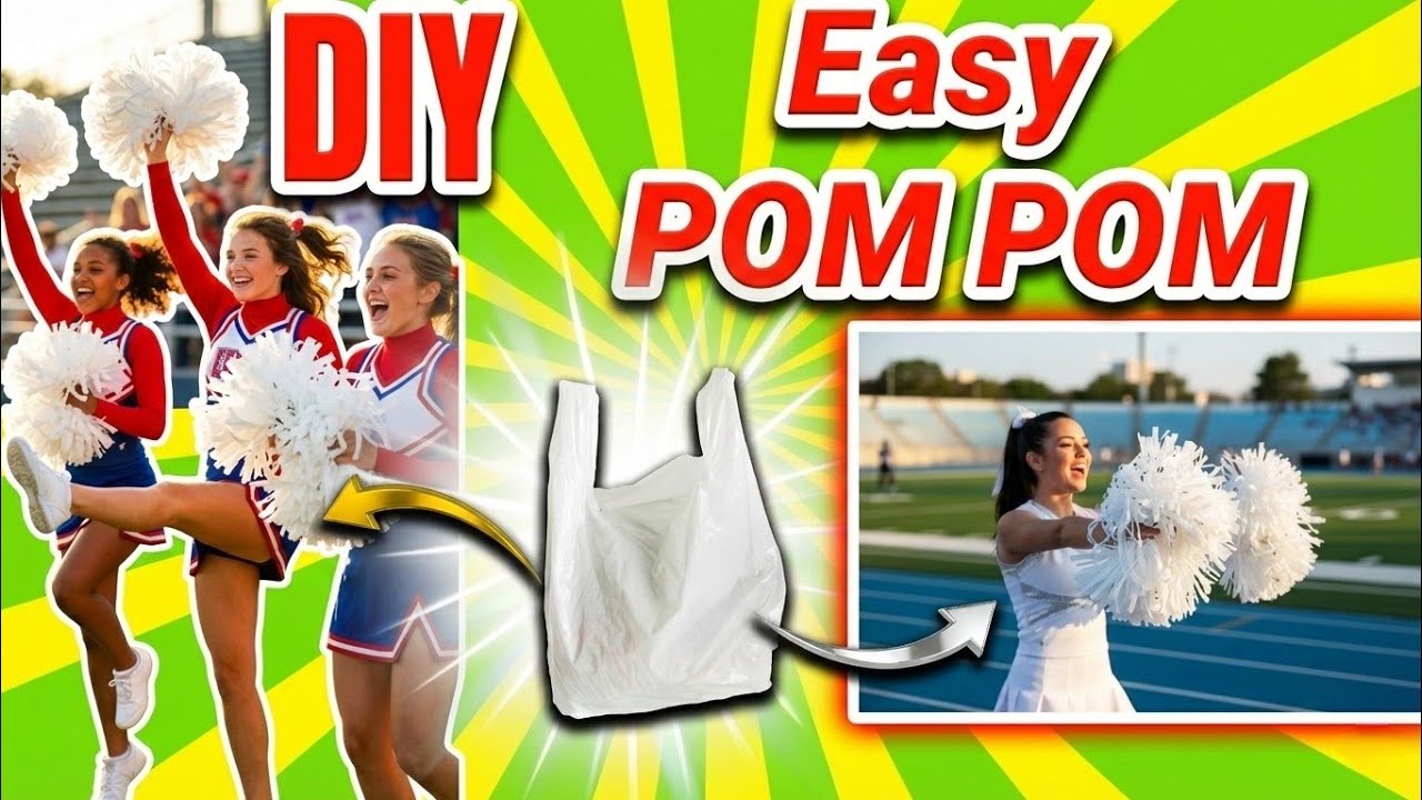 DIY Easy Cheerleading POM POM using Plastic Carry bag | Plastic Bag Reuse | Pom Pom Making| Ep 196