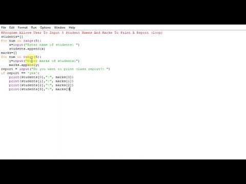 Program Allows User To Input 5 Student Names And Marks To Print A Report (loop)