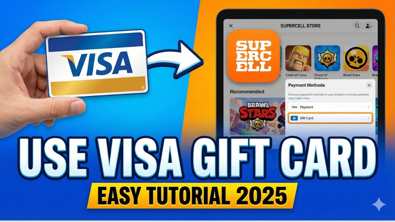 Как использовать подарочную карту Visa в магазине Supercell (Clash of Clans и другие игры)