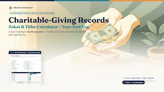 Charitable Giving Tracker & Zakat/Tithe Calculator | Donation Log for Excel & Sheets