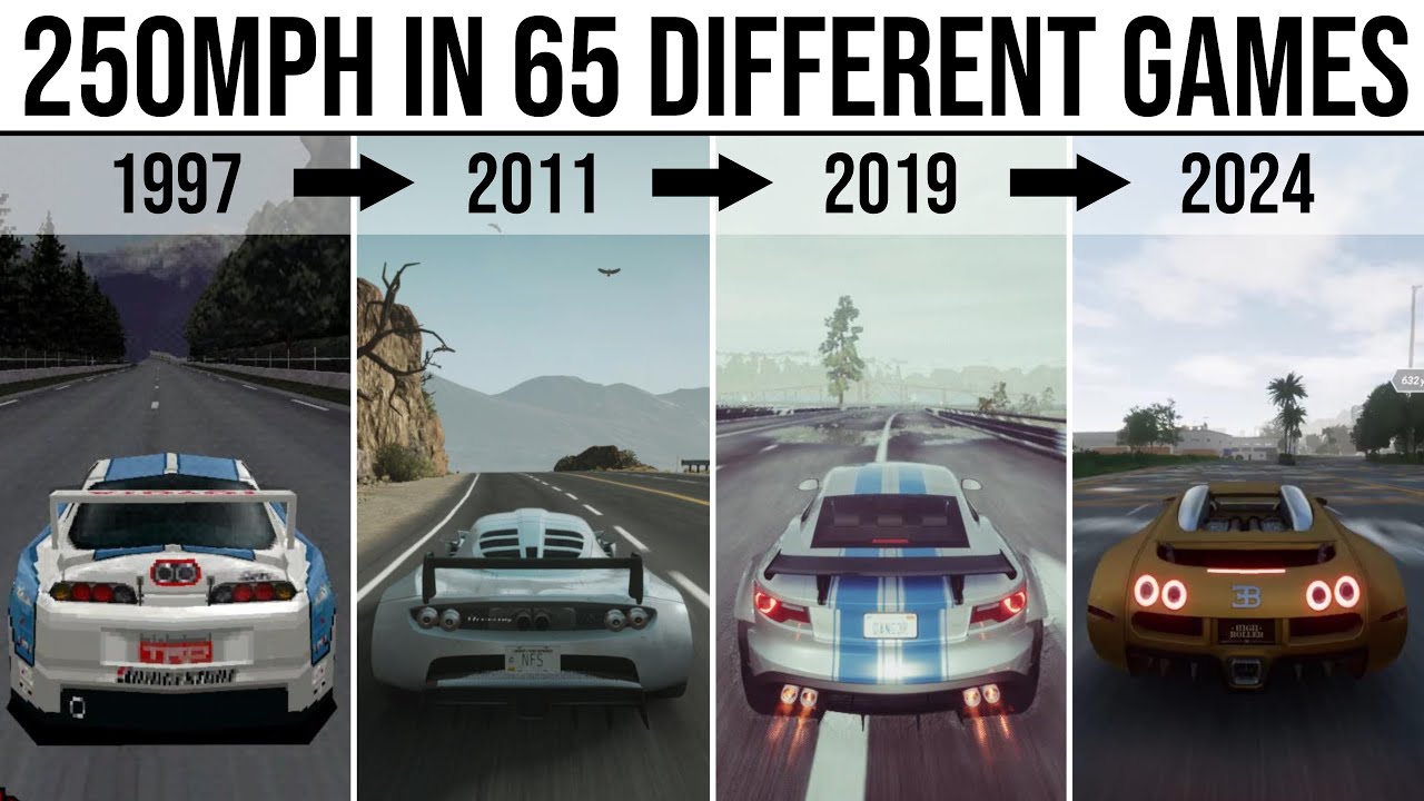 Driving 250mph (400kph) in 65 DIFFERENT Racing Games!!! 1997 - 2024