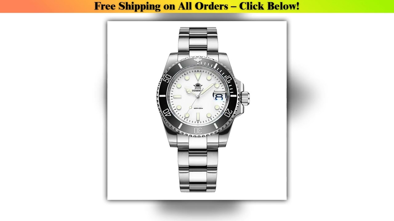 ADDIESDIVE Watch for Men Quartz Wristwatch 200m Waterproof Dive Ceramic Bezel Luminous 316L