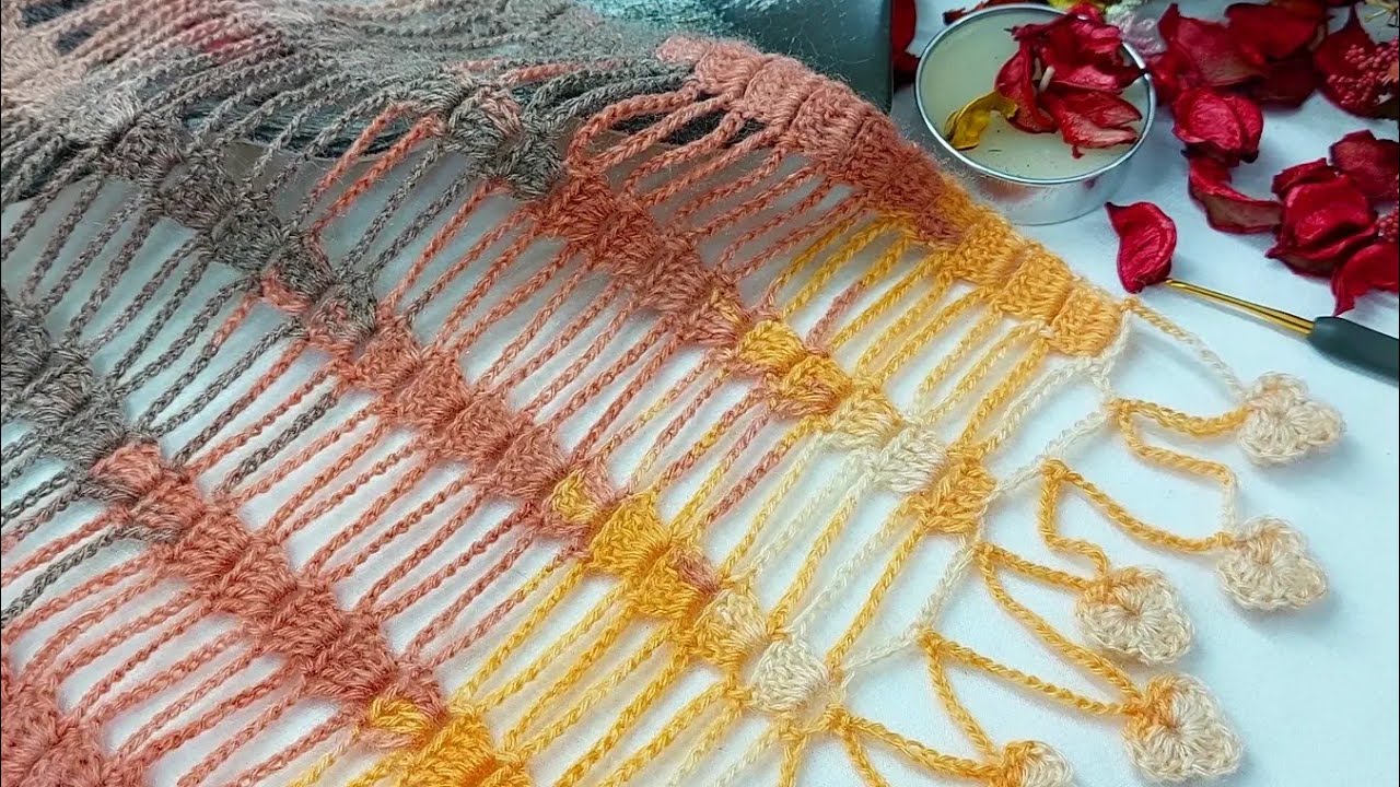 Великолепная стильная очень легкая 👍💯 модель платка-шарфа Eol, связанного крючком из цепочки и