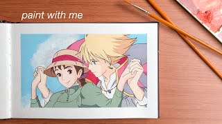 painting studio ghibli scenes with jelly gouache // howl's moving castle