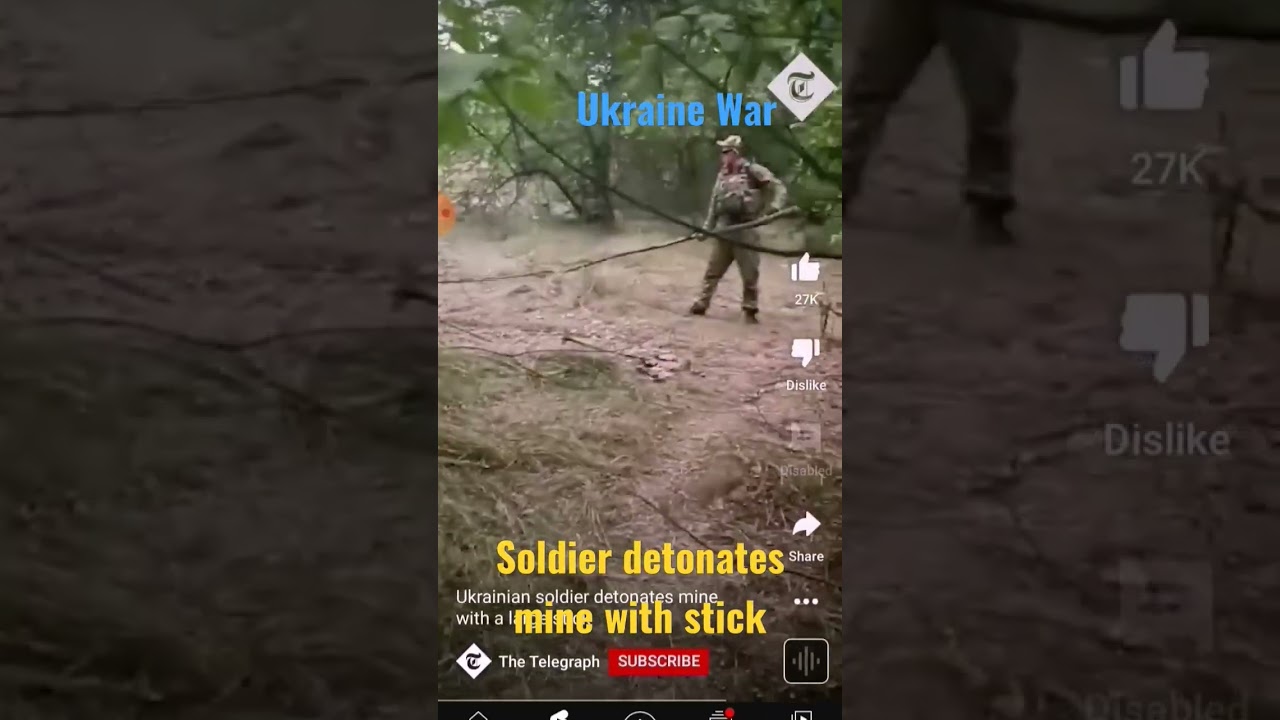 Ukraine War soldier detonates mine with stick 