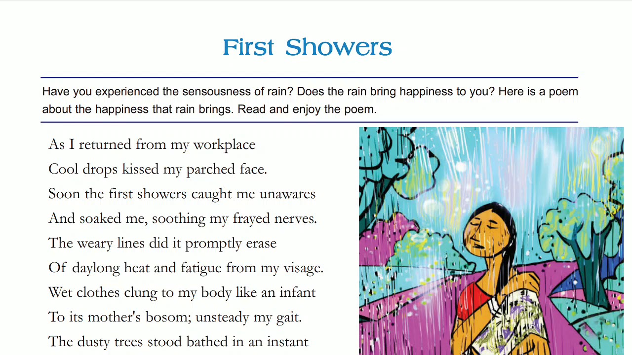 FIRST SHOWERS POEM CLASS 8 ENGLISH YouTube