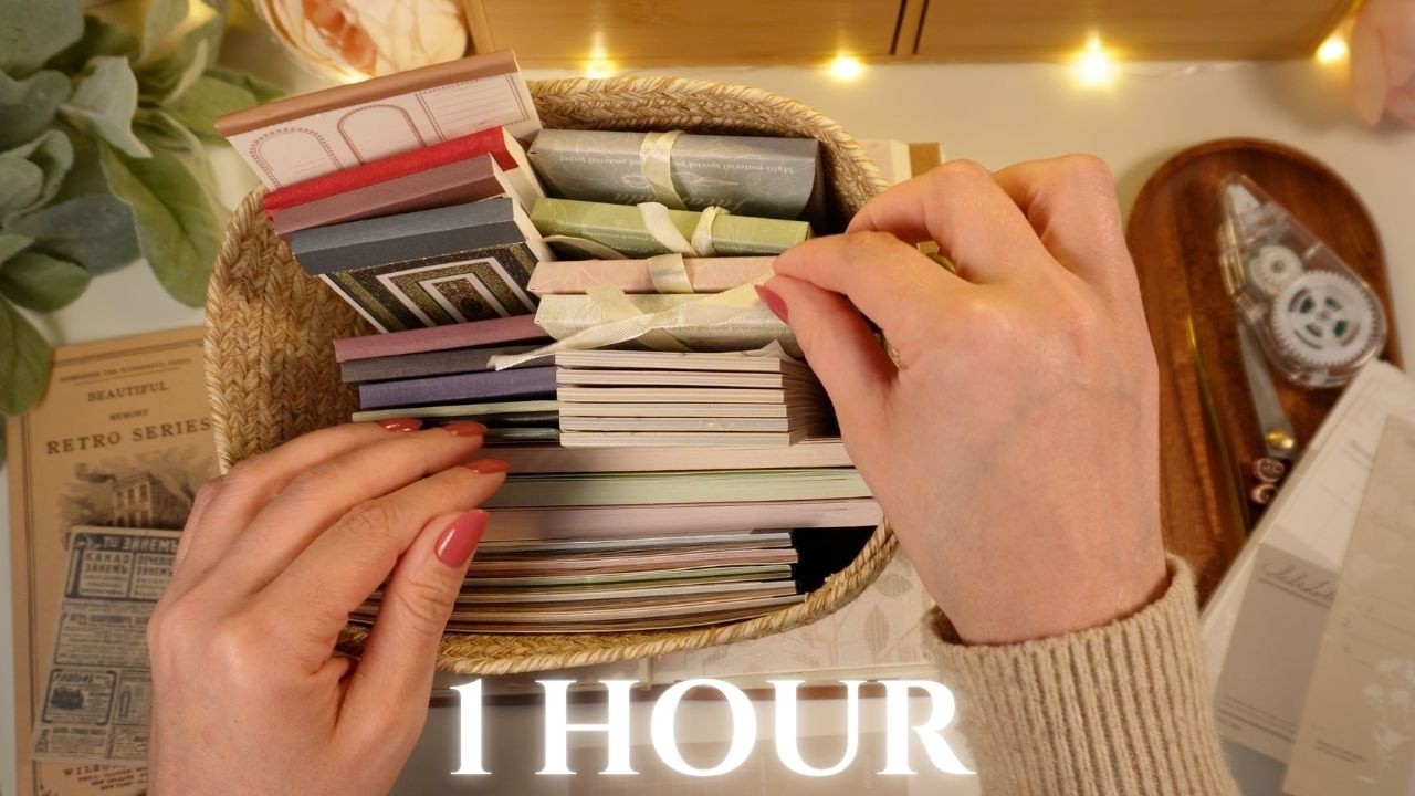 ASMR 1 HOUR | Stress Relieving Paper & Crinkle Sounds | Journal Collages - Green Themes