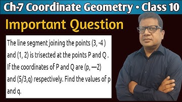 The line segment joining the points (3,-4) and (1,2) is trisected at the points P and Q | Exemplar