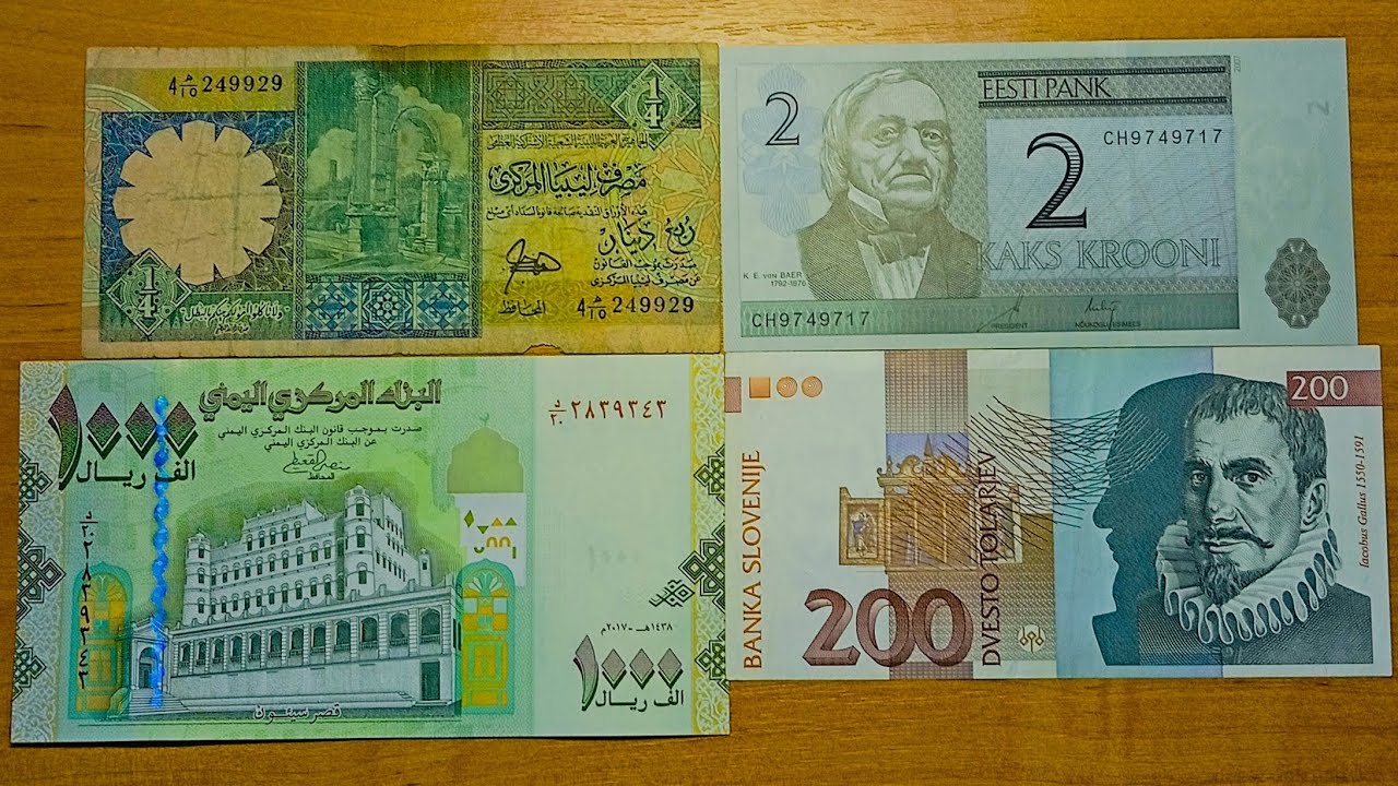 6️⃣8️⃣. БАНКНОТЫ ЛИВИИ 🇱🇾 , ЭСТОНИИ 🇪🇪 , ЙЕМЕНА 🇾🇪 , СЛОВЕНИИ 🇸🇮 . / ПОПОЛНЕНИЕ КОЛЛЕКЦИИ .