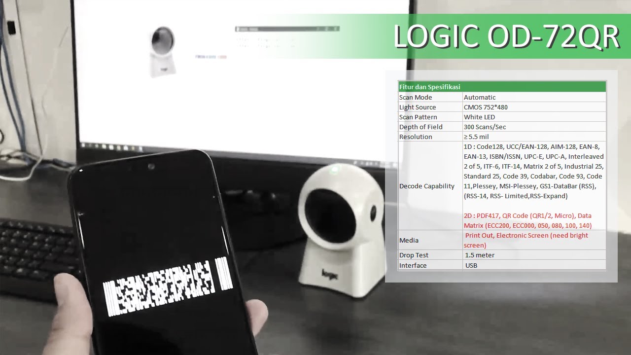 Barcode Scanner | OD 72 QR | Support QRCode & PDF417 | 2D - YouTube