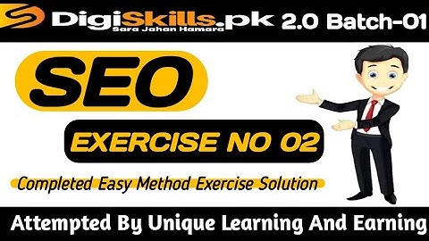 SEO Exercise 02 Batch 01 Digiskills.pk 2.0 | Digiskills.pk 2.0 Batch 01 SEO Hand-on Exercise No 2.