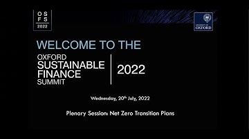 Oxford Sustainable Finance Summit 2022: Plenary Session, Net Zero transition plans