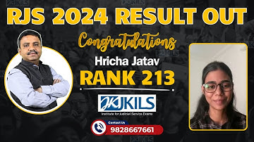 RJS 2024 Result: RJS 213 Hricha Jatav  - JKILS Institute’s Success Story!
