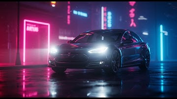 Futuristic Automotive Ad | Tesla-Style Car Gliding Through Neon City 🚘✨”