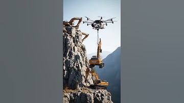 scary ❗ The excavator fell into a ravine while the drone was lifting the excavator. #shorts