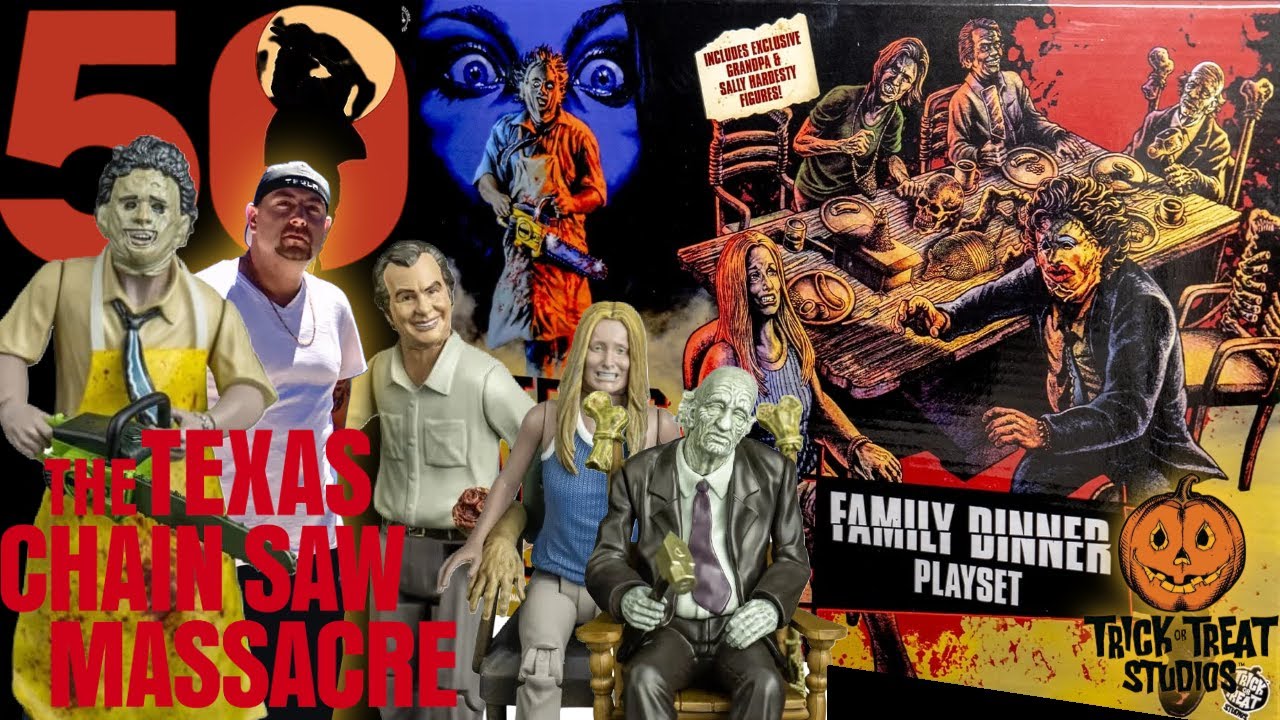 The Texas Chainsaw Massacre Trick Or Treat Studios Dinner Scene Leatherface Grandpa Sally Figures