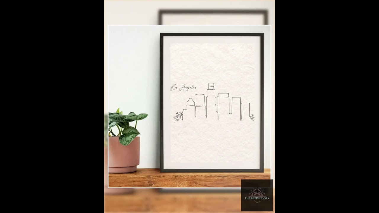 Los Angeles Skyline Line Art Print - Minimalist Cityscape Wall Decor, Modern Digital Download for...