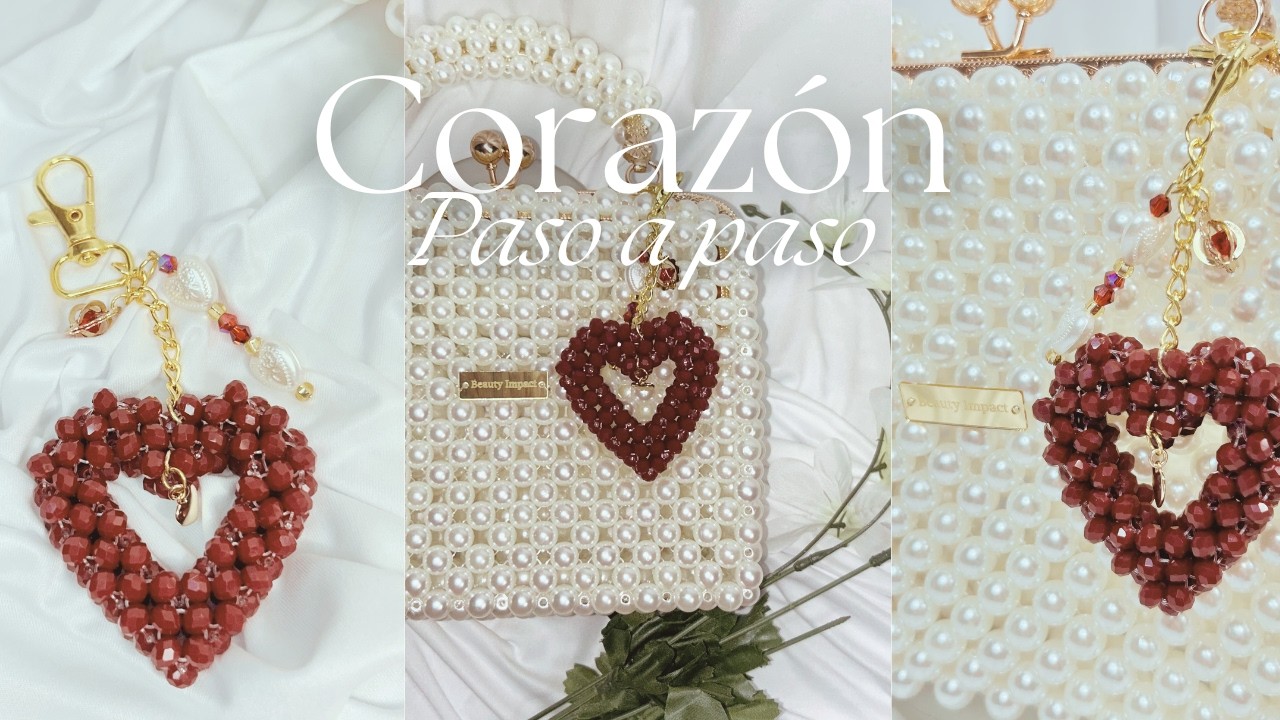 Cómo hacer un llavero de corazón con perlas | Paso a paso fácil para principiantes