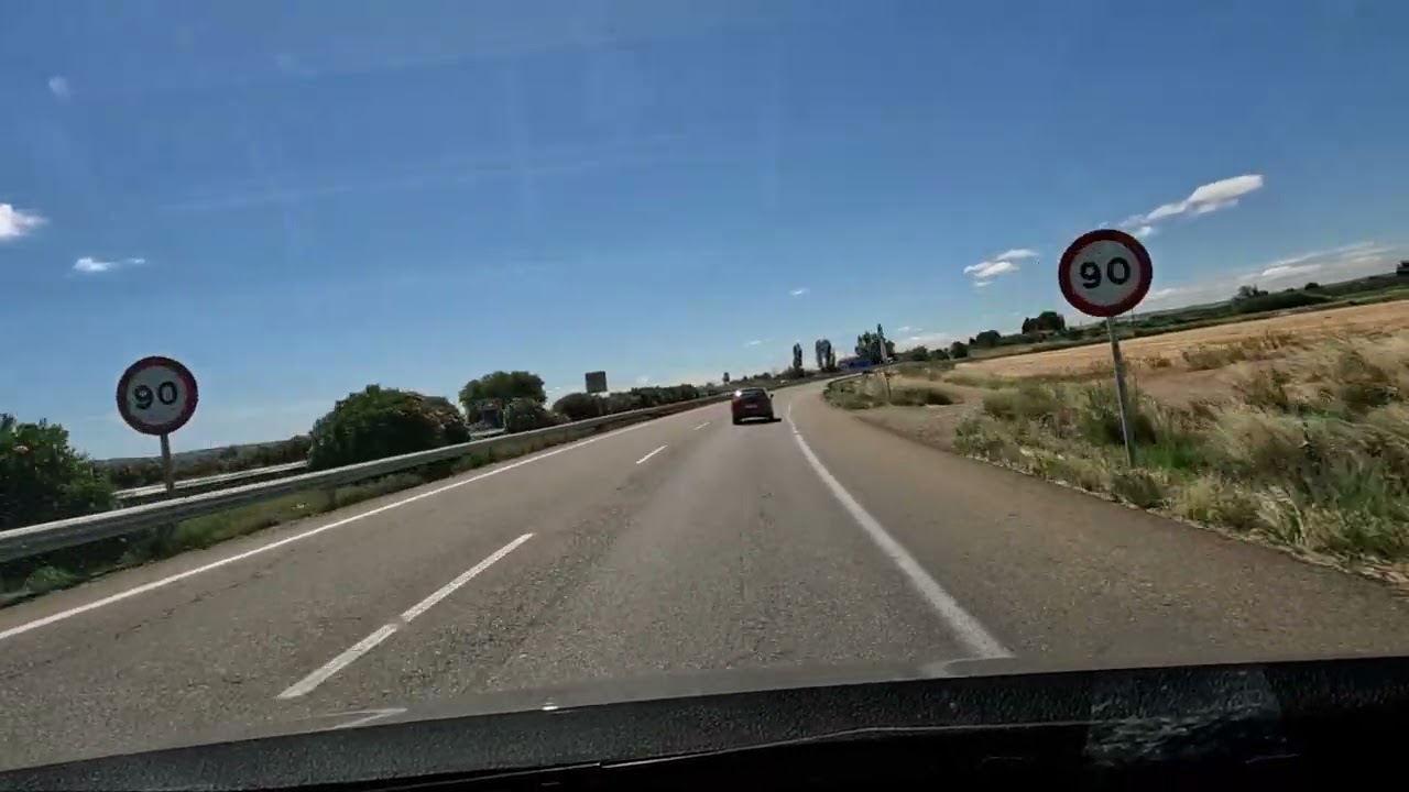 Highway A-68 to Zaragoza, Aragón. ASMR Driving