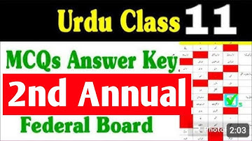 Urdu 11 2nd Annual MCQs Answer key Fbise | HSSC-I Urdu MCQs Solution Fbise Class 11 Annual Urdu Mcqs