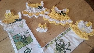 This video will show you how to make this beautiful vintage crochet "Sunshine Cottage" dress towel topper, with matching pot-holder
