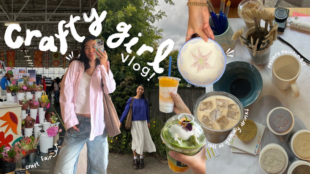 CRAFTY GIRL VLOG ✈️☀️🌲pottery painting, craft fair, yarn shopping, thrifting + exploring Seattle!