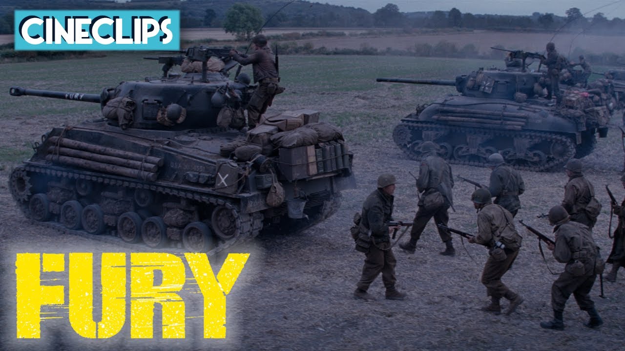 Anti Tank Gun Fight  Fury  CineClips  With Captions