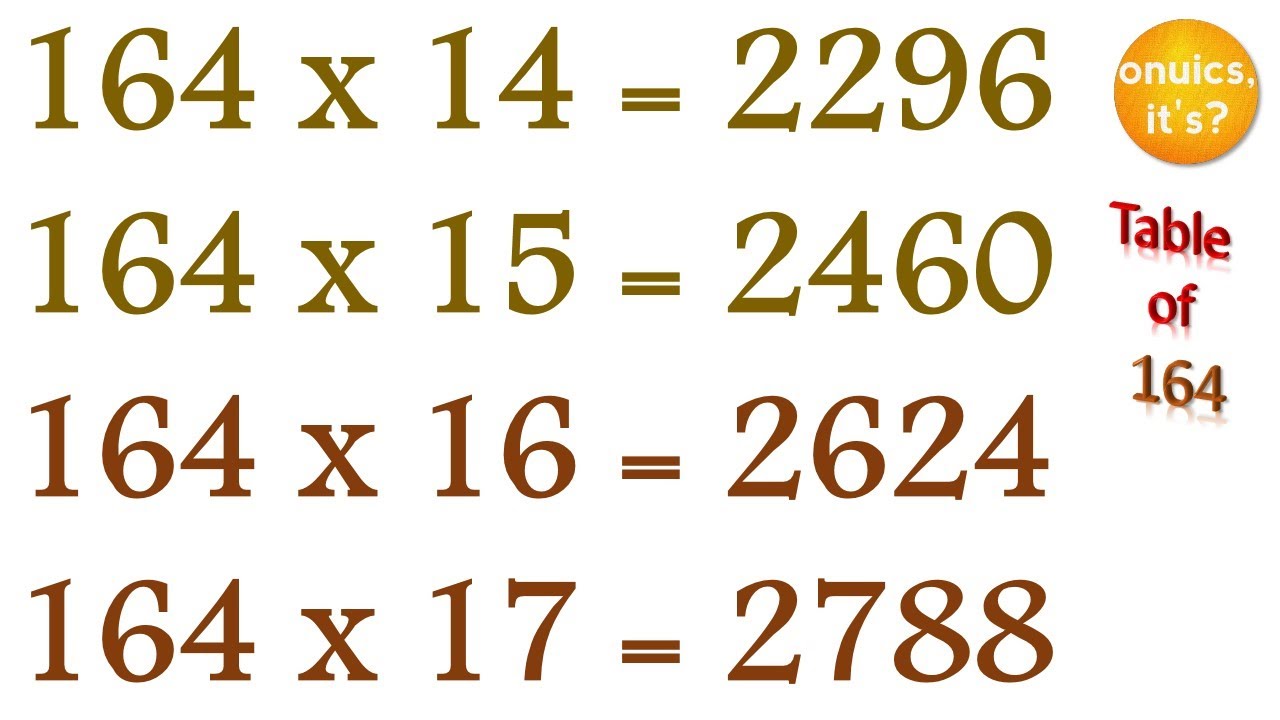 Table of 164 | 164 ki Pahada | पहाड़ा १६४ का multiplication se - YouTube