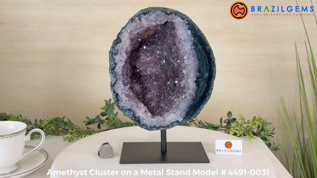 Model # 4491-0031 Amethyst Cluster on a Stand by BrazilGems.com 🏷 FOR SALE🛍🛒Shop Now 